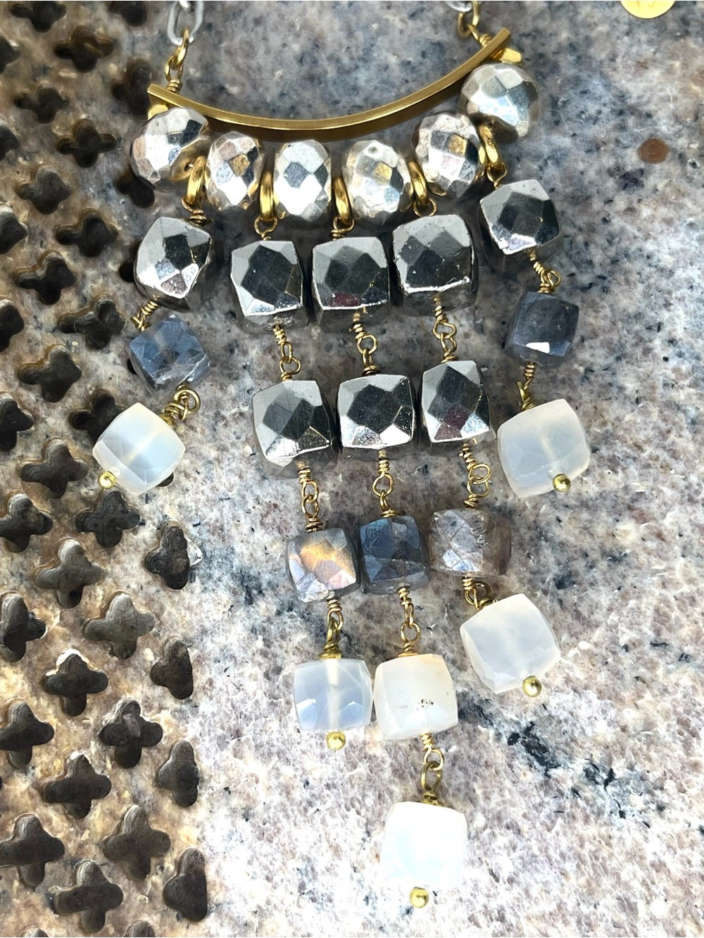 Catherine Page 31” Silver Tone Link Necklace with Waterfall Pendant